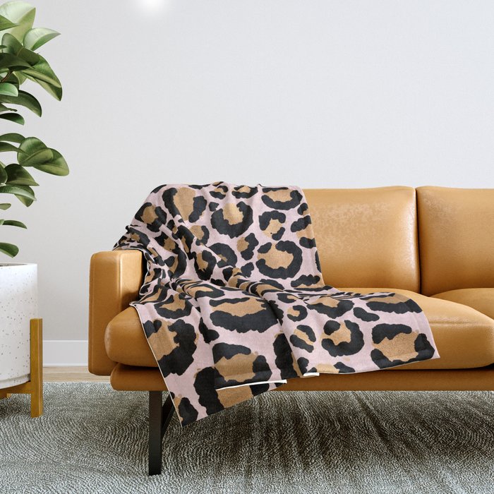 Animal print - pink copper Throw Blanket Gallery Image 1