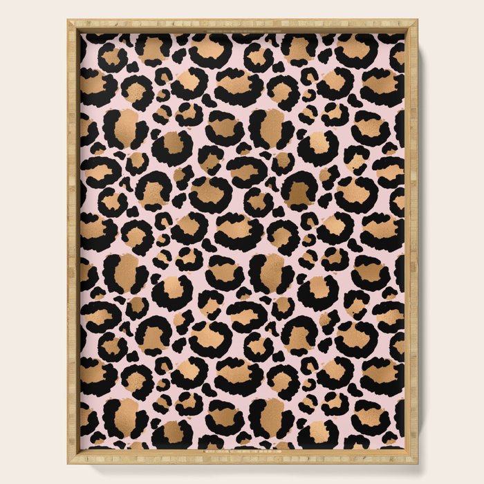 Animal print - pink copper Serving Tray Gallery Image 1
