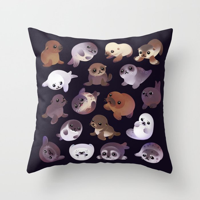 Seal pup - dark Throw Pillow Gallery Image 1