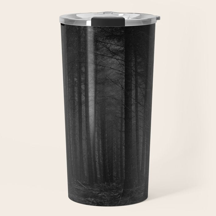 The Dense & Foggy Forest (Black and White) Travel Mug Gallery Image 1