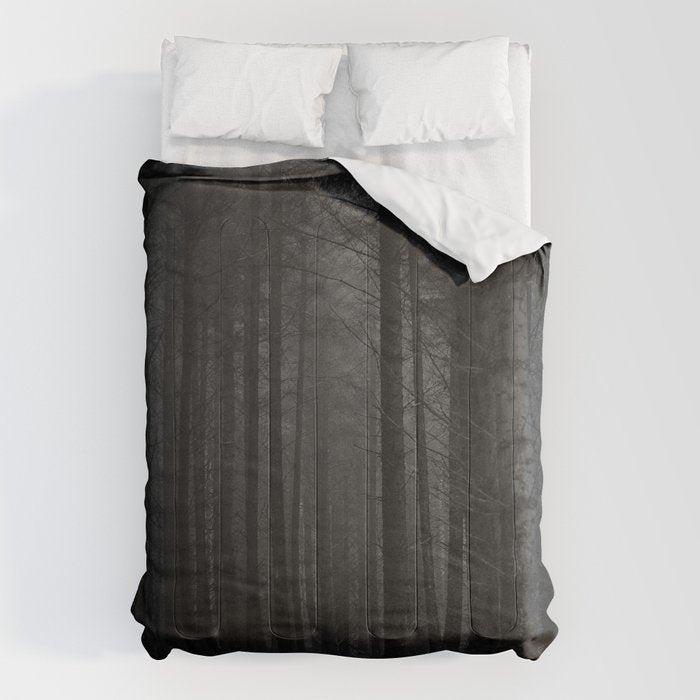 The Dense & Foggy Forest (Black and White) Comforter Gallery Image 1