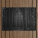 The Dense & Foggy Forest (Black and White) Outdoor Rug Gallery Image 1