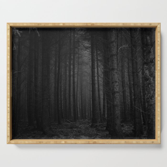 The Dense & Foggy Forest (Black and White) Serving Tray Gallery Image 1