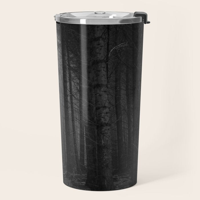The Dense & Foggy Forest (Black and White) Travel Mug Gallery Image 2