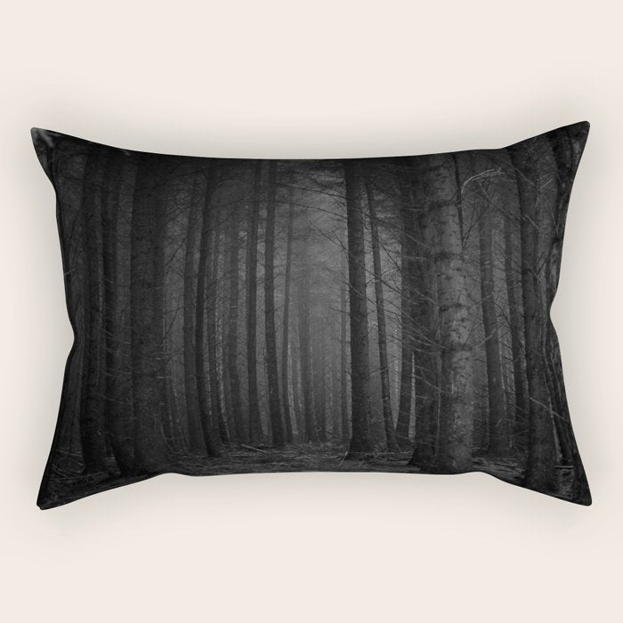 The Dense & Foggy Forest (Black and White) Rectangular Pillow Gallery Image 2