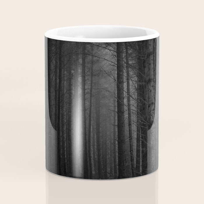 The Dense & Foggy Forest (Black and White) Coffee Mug Gallery Image 4