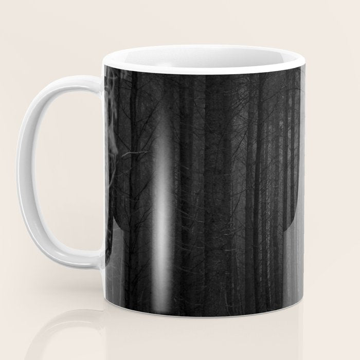 The Dense & Foggy Forest (Black and White) Coffee Mug Gallery Image 3