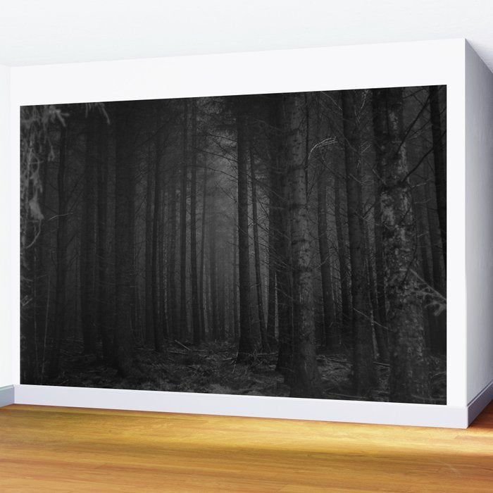 The Dense & Foggy Forest (Black and White) Wall Mural Gallery Image 2