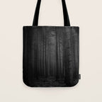 The Dense & Foggy Forest (Black and White) Tote Bag Gallery Image 1