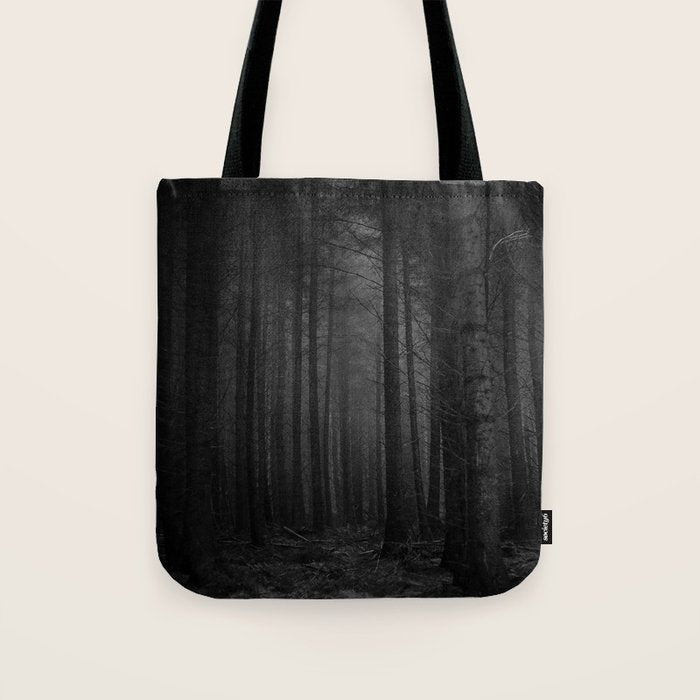 The Dense & Foggy Forest (Black and White) Tote Bag Gallery Image 1