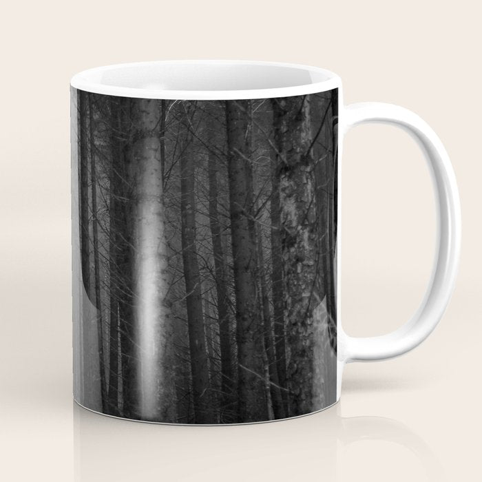 The Dense & Foggy Forest (Black and White) Coffee Mug Gallery Image 1