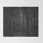 The Dense & Foggy Forest (Black and White) Throw Blanket Gallery Image 2