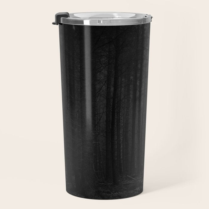 The Dense & Foggy Forest (Black and White) Travel Mug Gallery Image 3