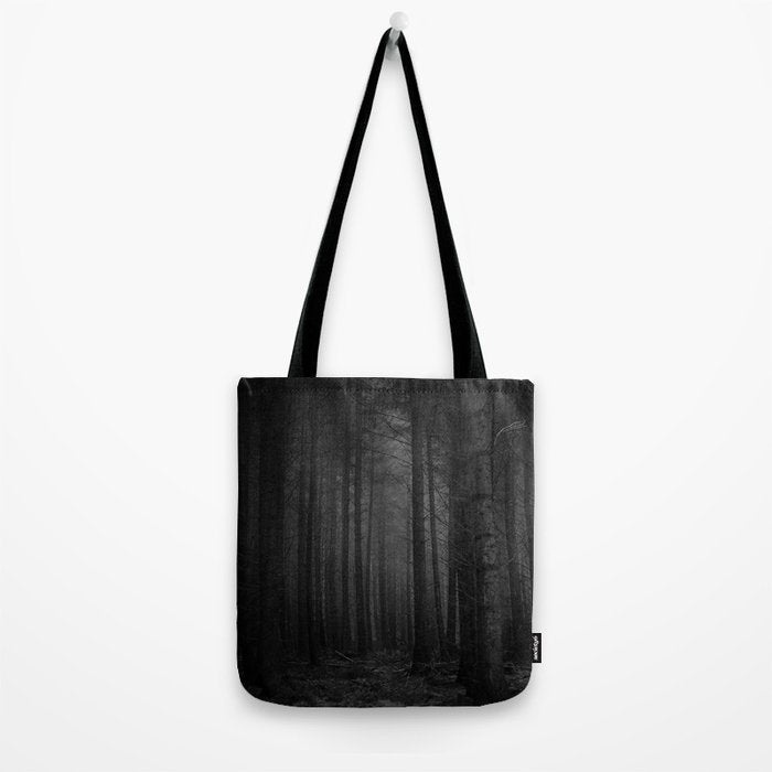 The Dense & Foggy Forest (Black and White) Tote Bag Gallery Image 2