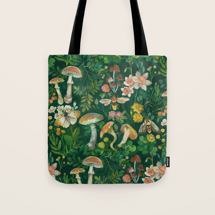 Mushrooms Dandelion Garden Tote Bag Gallery Image 1