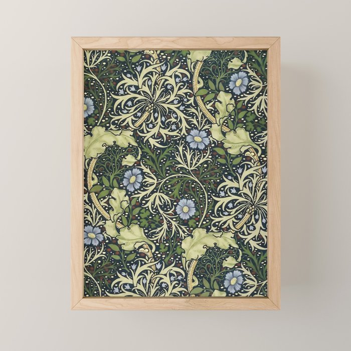 William Morris Vintage Floral Seaweed Vector Digital Painting. Mini Art Print Gallery Image 1