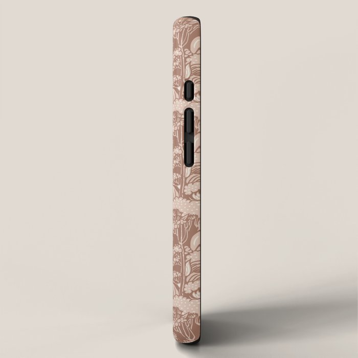 MOCHA FLORAL STRIPE  Inspired by PANTONE 17 1230 Mocha Mousse iPhone Case Gallery Image 2
