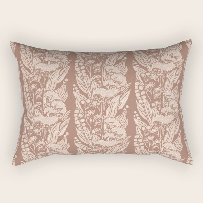 MOCHA FLORAL STRIPE  Inspired by PANTONE 17 1230 Mocha Mousse Rectangular Pillow Gallery Image 2