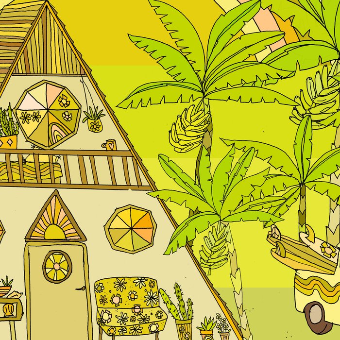a frame simple living // banana pancakes // retro surf art by surfy birdy Coffee Mug Gallery Image 2