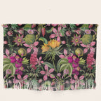 Tropical Bloom Serenade Exotic Floral Pattern Vintage Botanical Vibes Black Wall Hanging Gallery Image 1