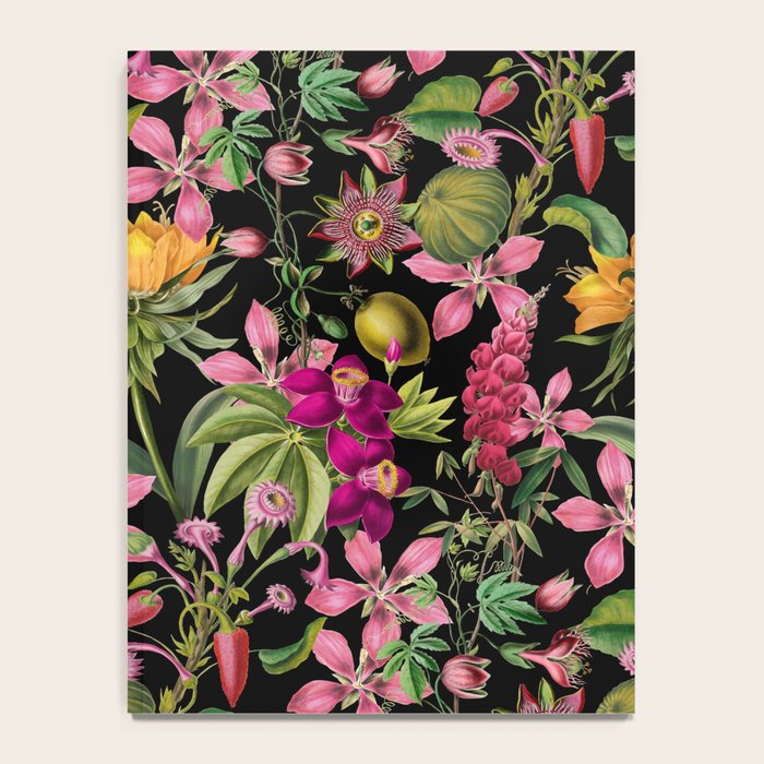 Tropical Bloom Serenade Exotic Floral Pattern Vintage Botanical Vibes Black Notebook Gallery Image 4