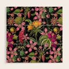 Tropical Bloom Serenade Exotic Floral Pattern Vintage Botanical Vibes Black Wood Wall Art Gallery Image 1