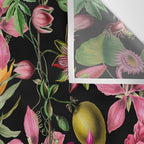 Tropical Bloom Serenade Exotic Floral Pattern Vintage Botanical Vibes Black Wall Tapestry Gallery Image 3
