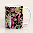 Tropical Bloom Serenade Exotic Floral Pattern Vintage Botanical Vibes Black Coffee Mug Gallery Image 1