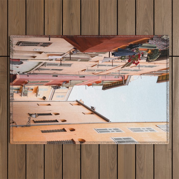 Colorful Street In Old Town Nice, France Photo | Architecture Of Europe Art Print | Digital Color Travel Photography Outdoor Rug Gallery Image 1