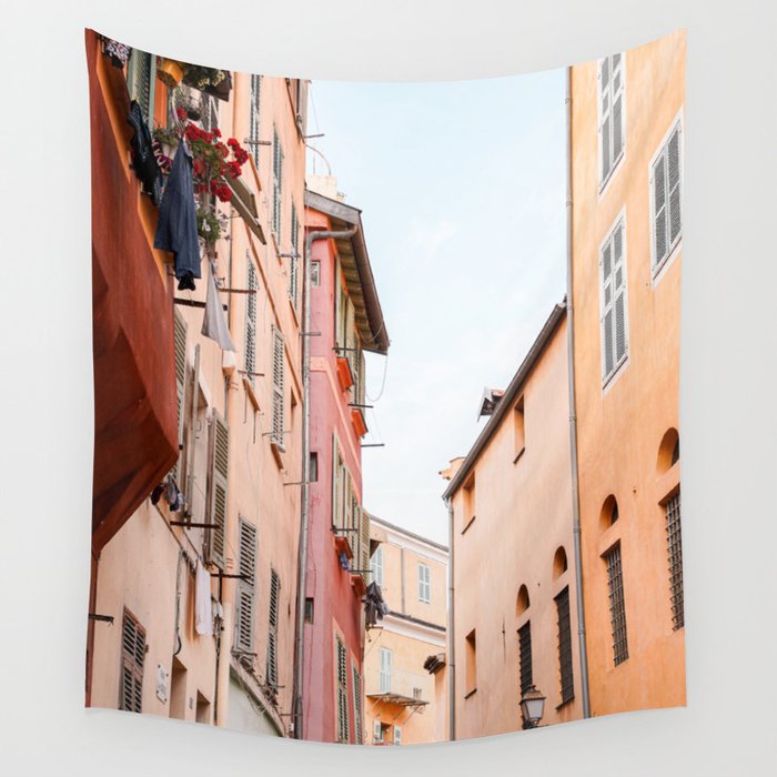 Colorful Street In Old Town Nice, France Photo | Architecture Of Europe Art Print | Digital Color Travel Photography Wall Tapestry Gallery Image 4