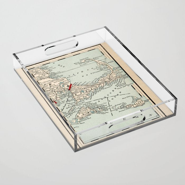 Vintage Cape Cod Map (1893) Acrylic Tray Gallery Image 1