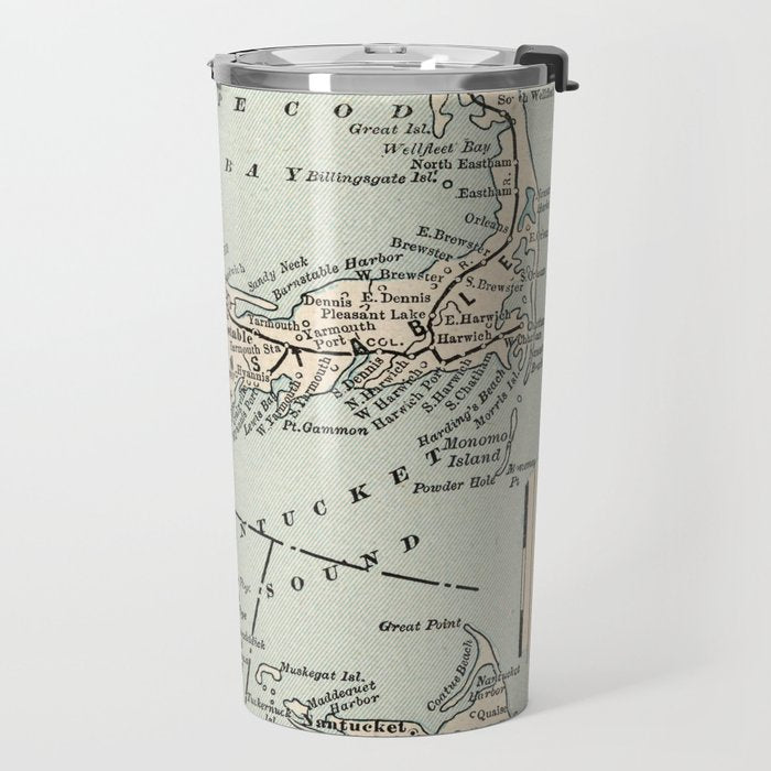 Vintage Cape Cod Map (1893) Travel Mug Gallery Image 2