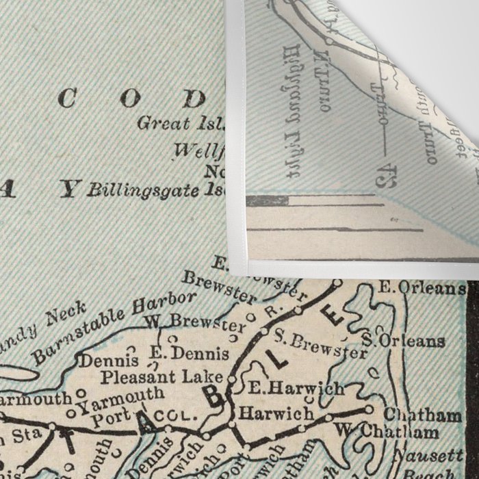Vintage Cape Cod Map (1893) Wall Tapestry Gallery Image 3