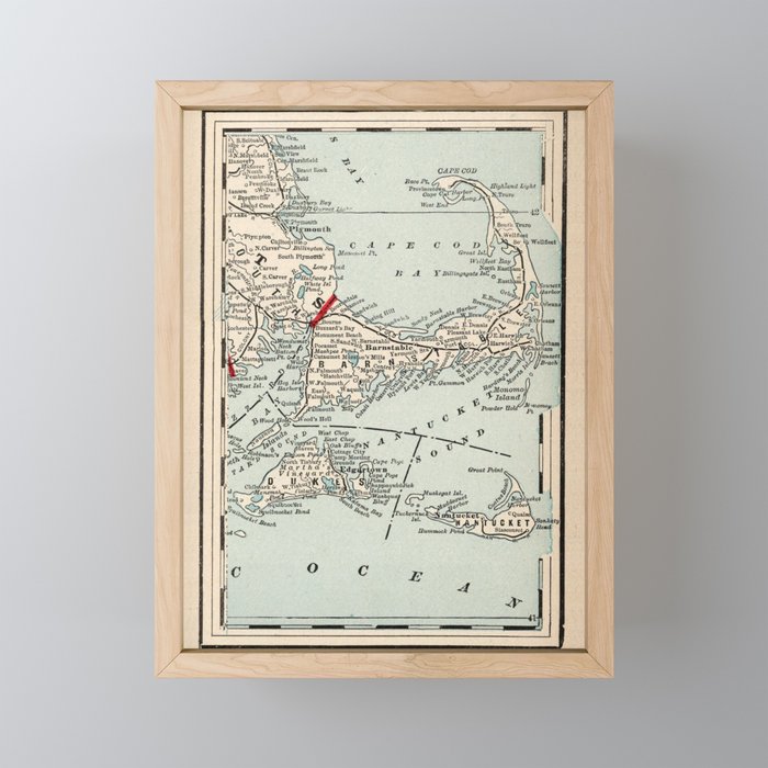 Vintage Cape Cod Map (1893) Mini Art Print Gallery Image 1
