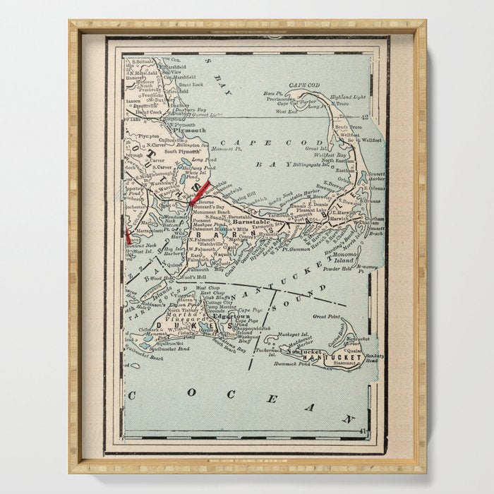 Vintage Cape Cod Map (1893) Serving Tray Gallery Image 1