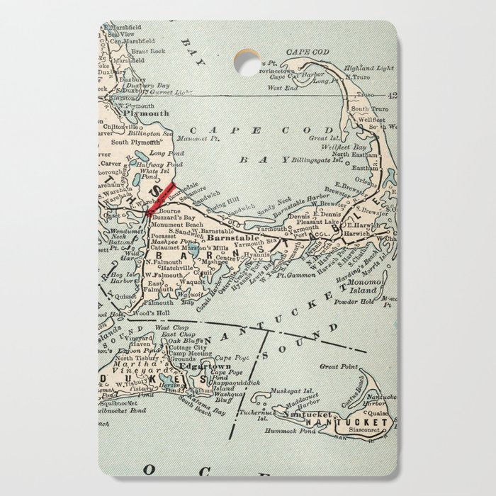 Vintage Cape Cod Map (1893) Cutting Board Gallery Image 1