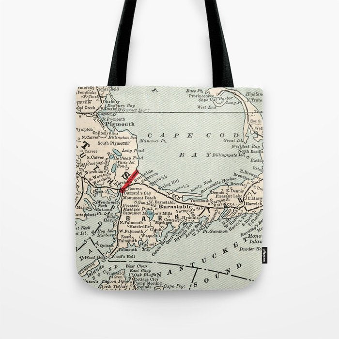 Vintage Cape Cod Map (1893) Tote Bag Gallery Image 1