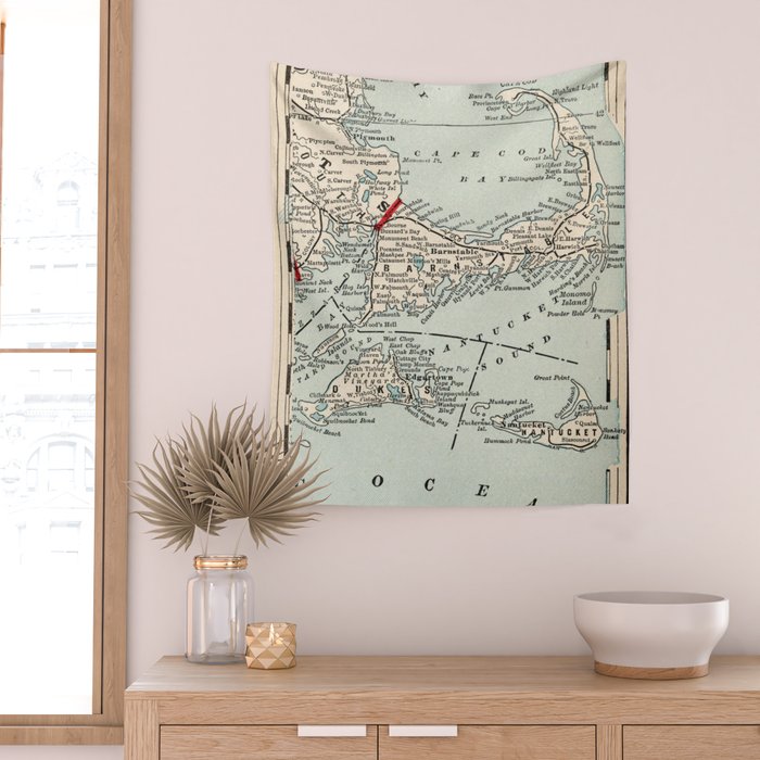 Vintage Cape Cod Map (1893) Wall Tapestry Gallery Image 2