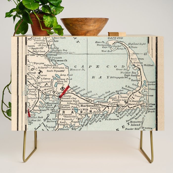 Vintage Cape Cod Map (1893) Credenza Gallery Image 1