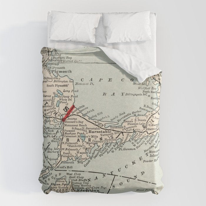 Vintage Cape Cod Map (1893) Duvet Cover Gallery Image 6