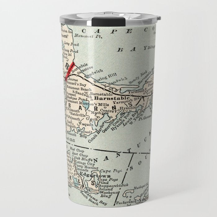 Vintage Cape Cod Map (1893) Travel Mug Gallery Image 1