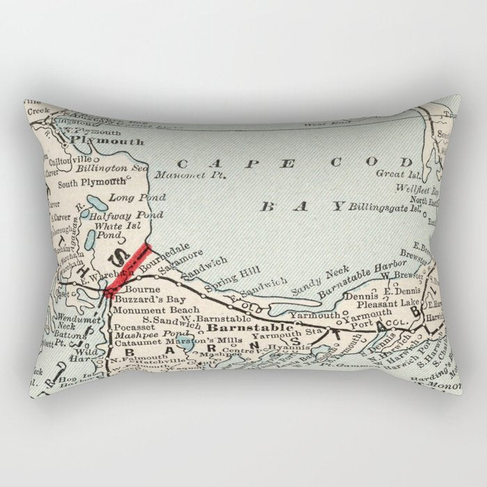 Vintage Cape Cod Map (1893) Rectangular Pillow Gallery Image 2