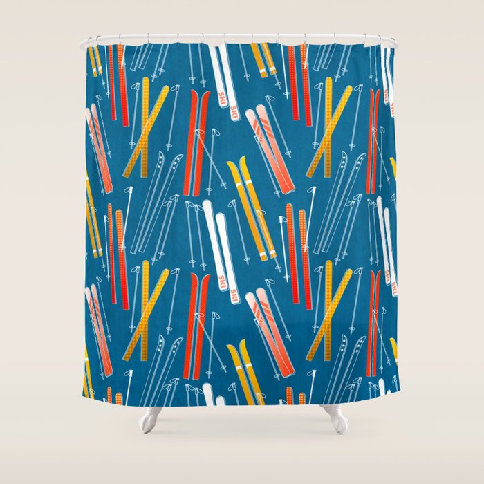 Colorful Ski Pattern Shower Curtain Gallery Image 1