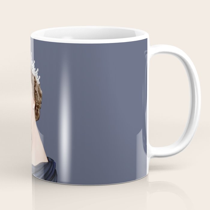 Queen Elizabeth in blue satin blowing a bubble gum Coffee Mug Gallery Image 1