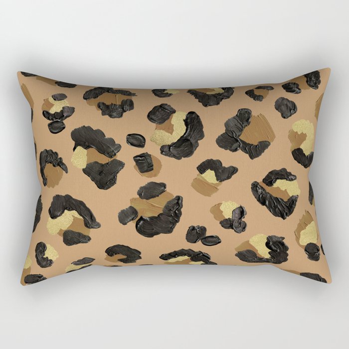 Leopard Print - Neutral & Gold Palette Rectangular Pillow Gallery Image 2
