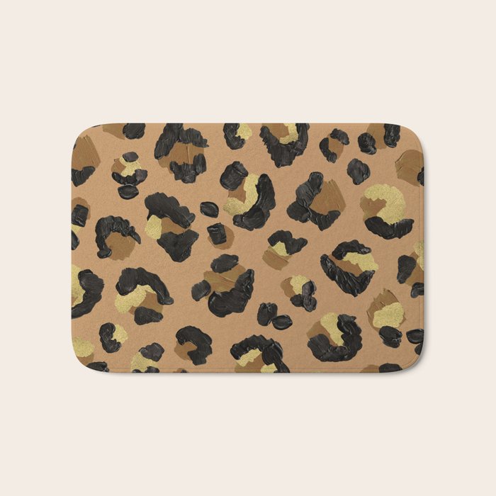 Leopard Print - Neutral & Gold Palette Bath Mat Gallery Image 1