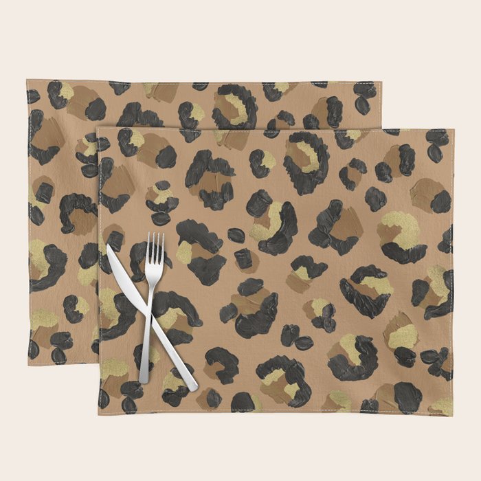 Leopard Print - Neutral & Gold Palette Placemat Gallery Image 1