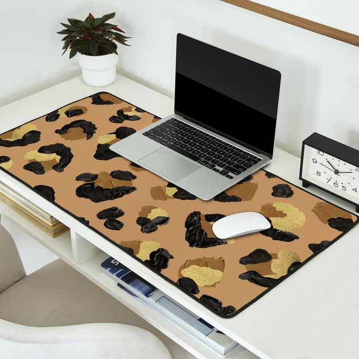 Leopard Print - Neutral & Gold Palette Desk Mat Gallery Image 2