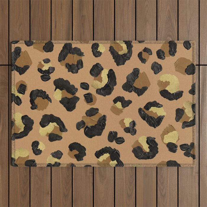 Leopard Print - Neutral & Gold Palette Outdoor Rug Gallery Image 1