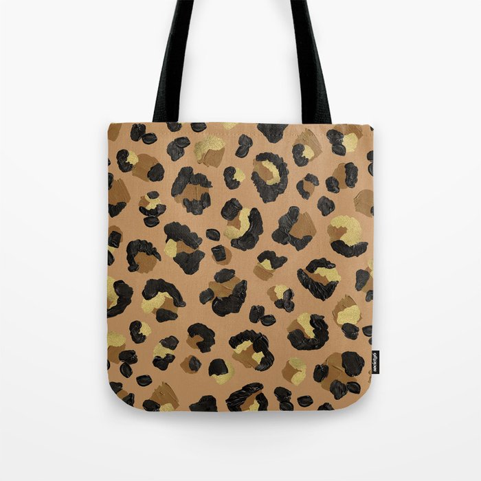 Leopard Print - Neutral & Gold Palette Tote Bag Gallery Image 1